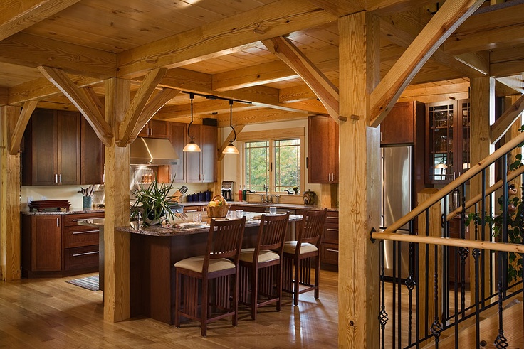 Spacious Post and Beam Kitchen